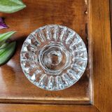 Bougeoir en verre rond ciselé