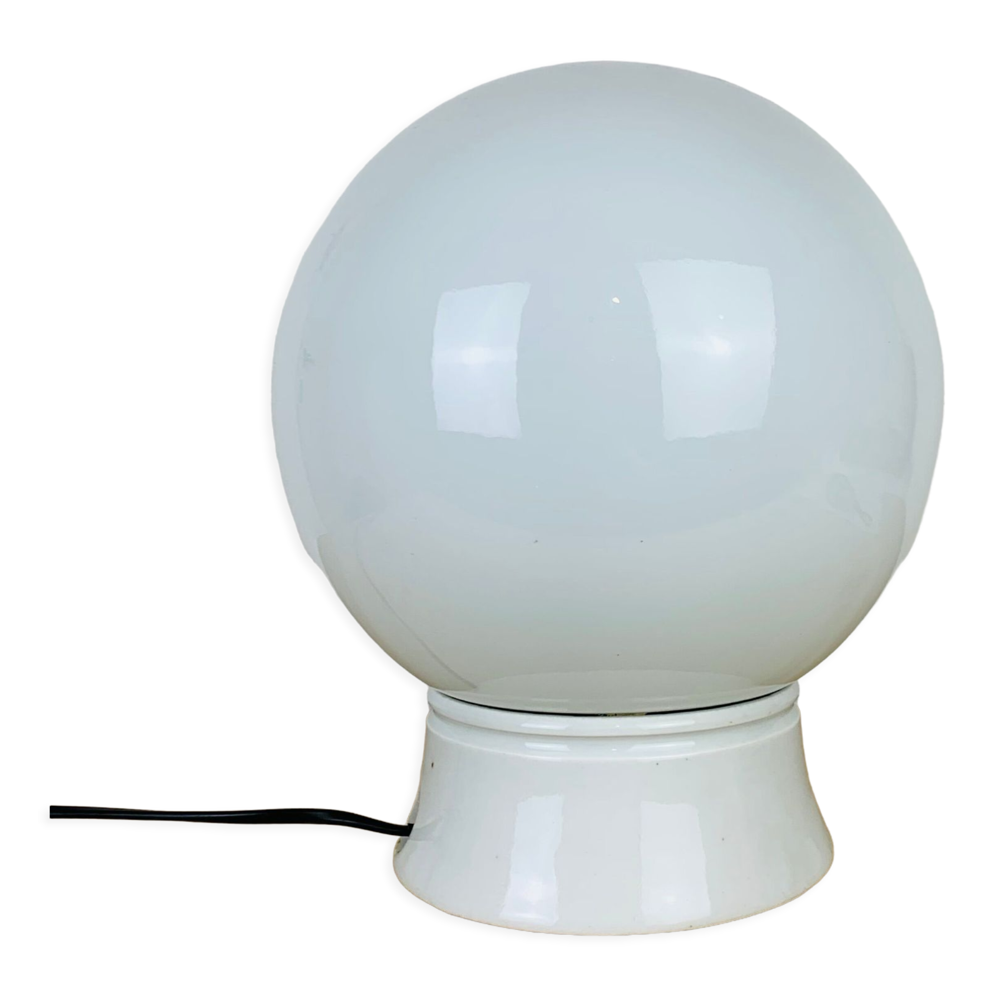 Lamp opaline globe and ceramic wall or ceiling lamp