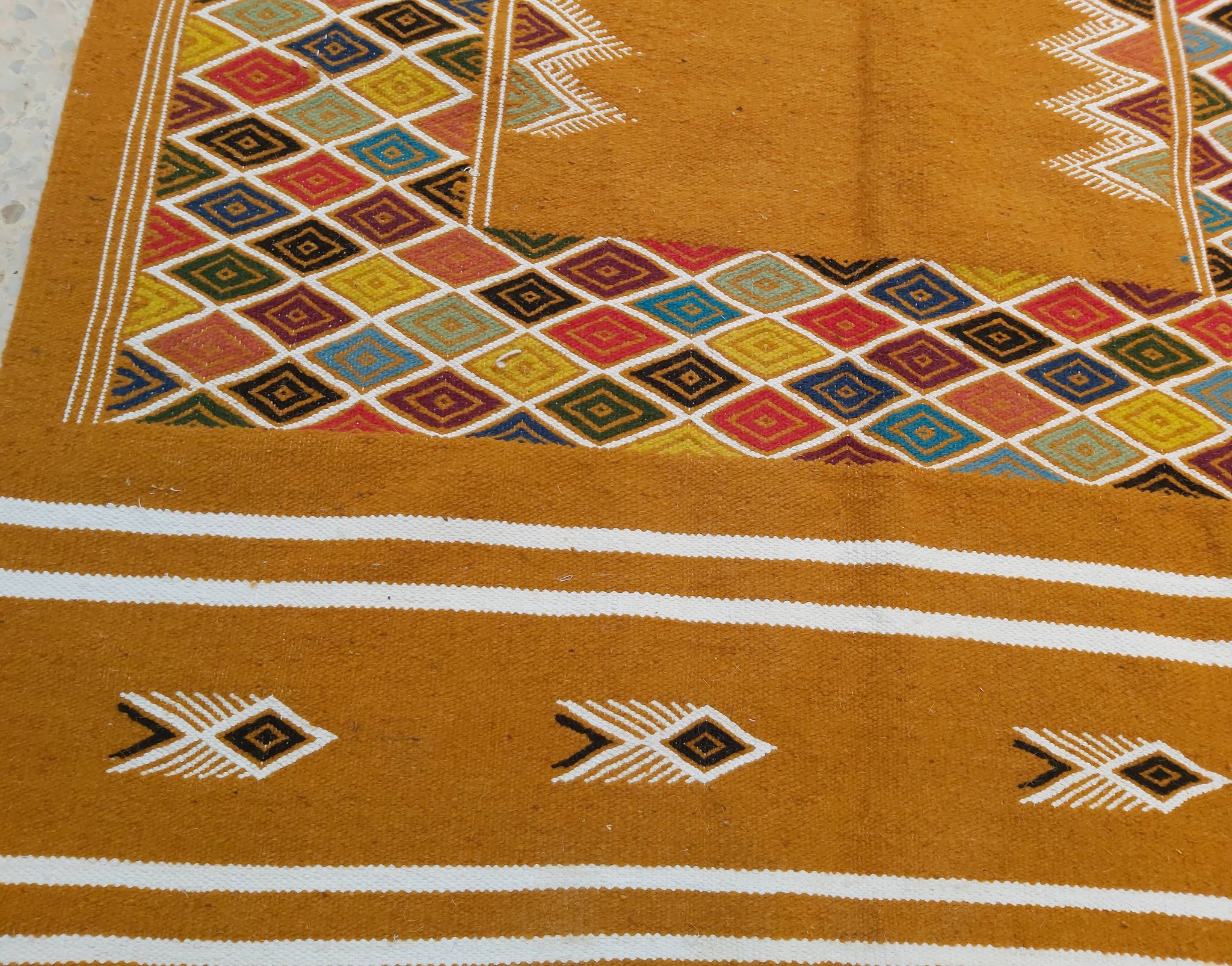 Handmade Berber colored patterned biker carpet  215 x120cm