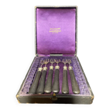 Set of 6 fish forks in their case, MAGENTIES and BROLIQUIER brand