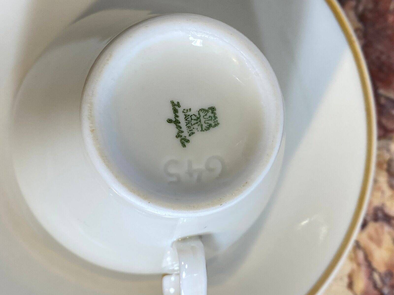 Bavarian porcelain tea service with gold trim.