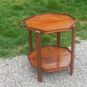 Art Deco folding side table in mahogany with double top marquetry.