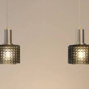 Ensemble de deux lampes suspendues Carl Fagerlund pour Orrefors.
