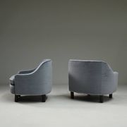 Set of 2 ice blue Mohair lounge chairs, 1950s Italy.