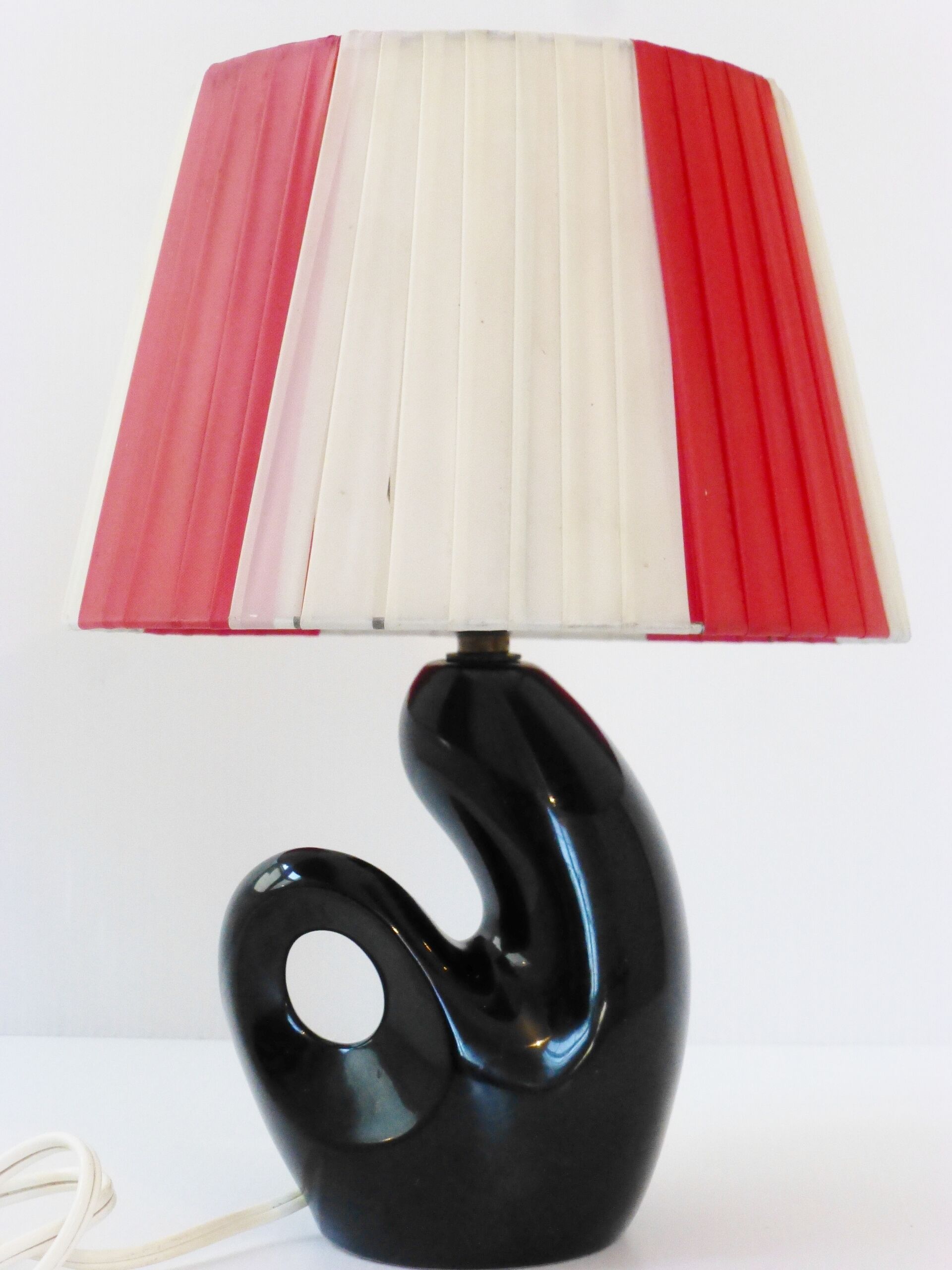 Adorable lamp 50s in ceramics and nylon raffia 1950 vintage 50's rockabilly