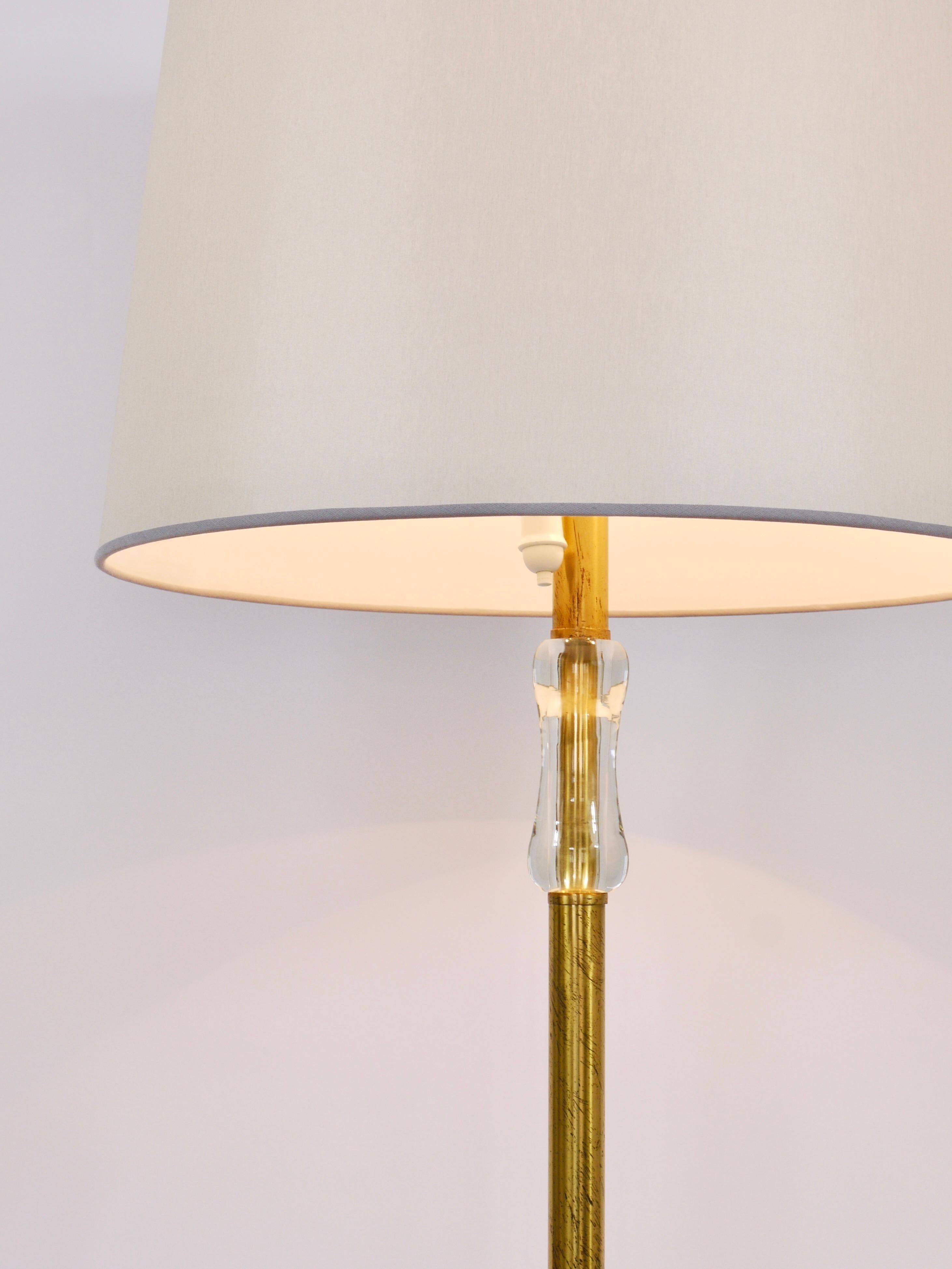 Bakalowits floor lamp from Vienna in solid brass with a glass handle, Austria, 1950s.