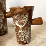 Fat lava ceramic teapot and milk jug from the 70s