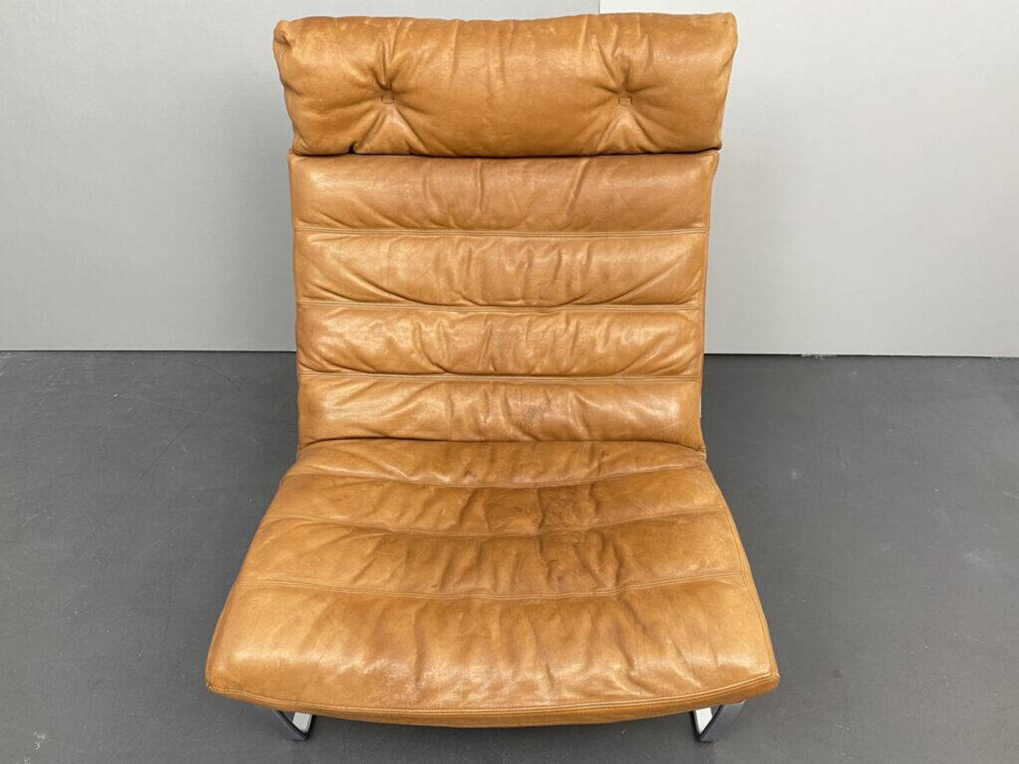 JK 720 lounge chair, cognac-coloured leather, by Jørgen Kastholm for Kill International, 1970s