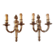 Pair of Louis XV style rocaille two-armed sconces in gilded bronze