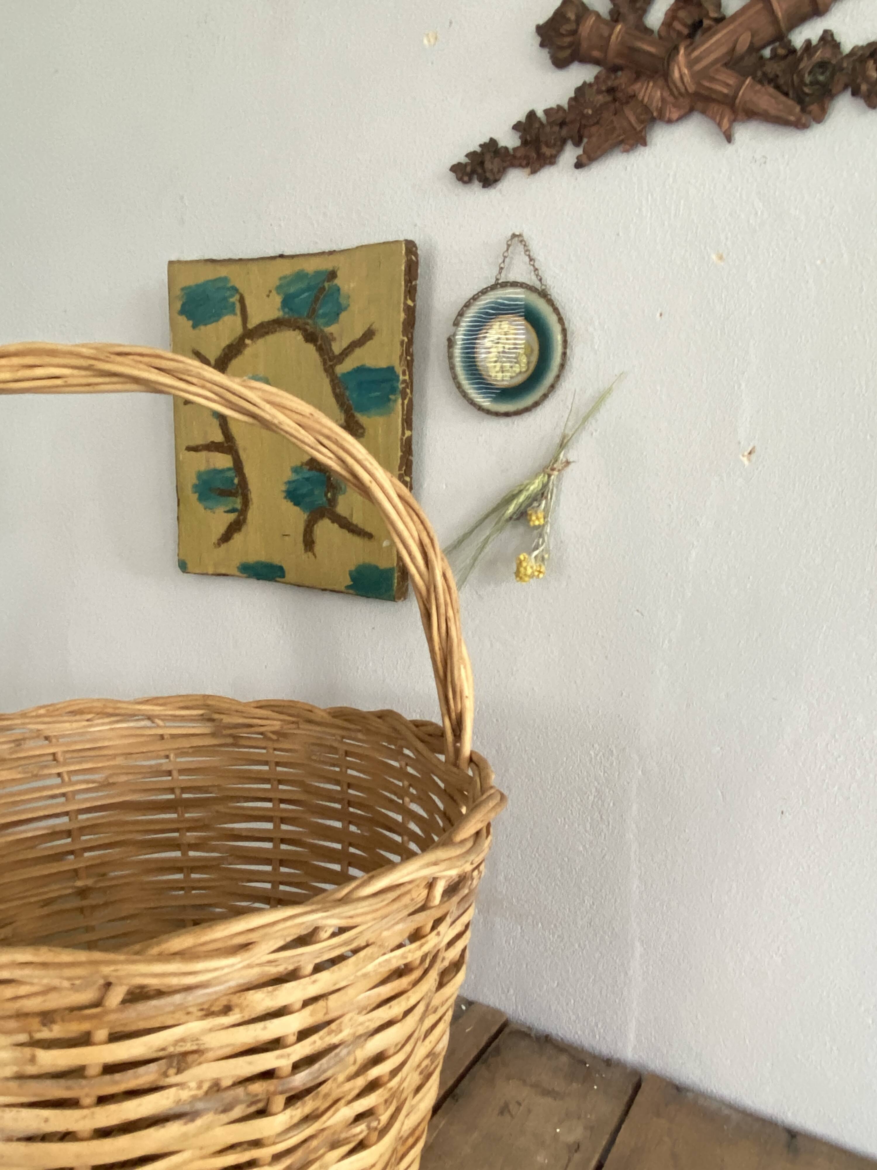 Round rattan basket 35 cm diameter