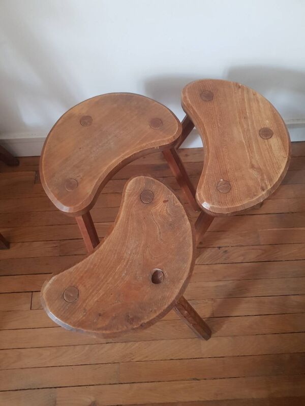 Lot de 3 tabourets tripodes