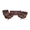 Swedish design 70s, Arne Norell sofa set, original upholstery, leather, chrome steel