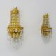 Pair of vintage 3-tiered hot air balloon wall sconces with glass tassels. 1960s
