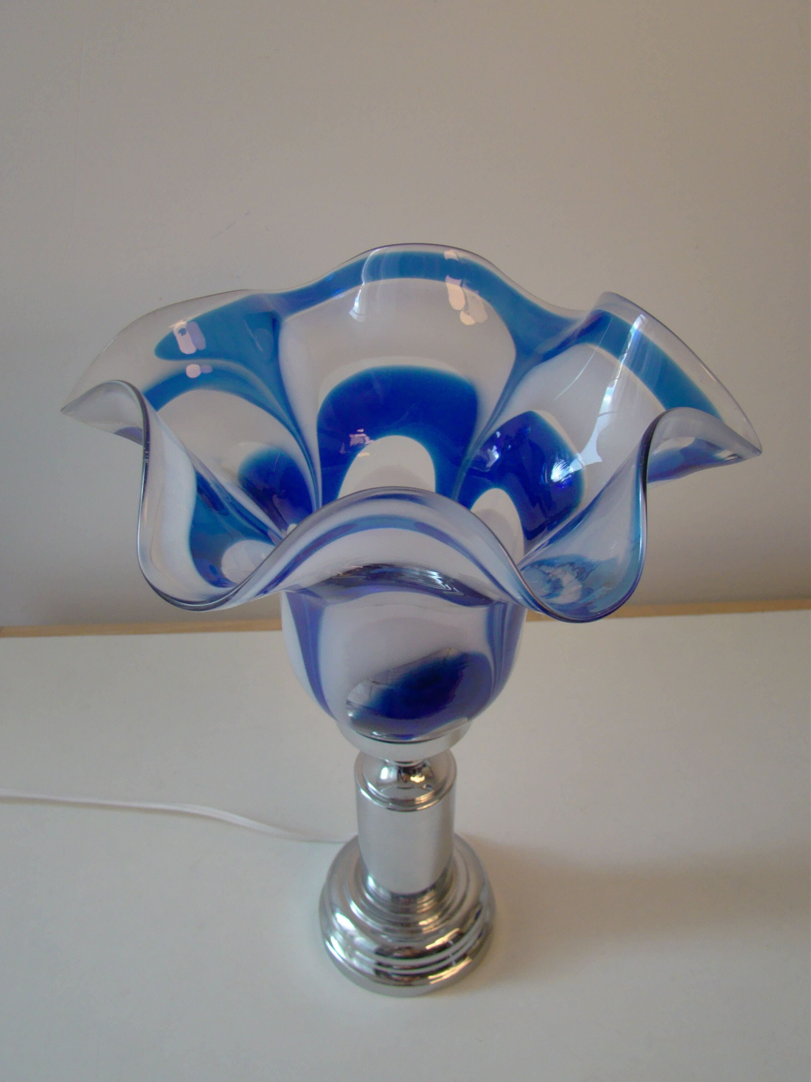 Vintage blue glass lamp Mazzega
