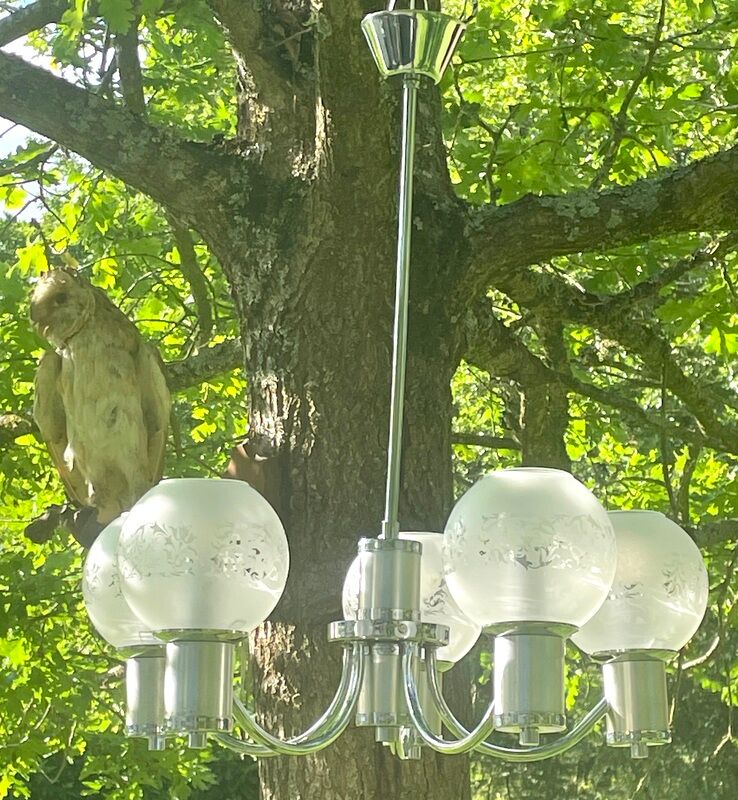 Chandelier "vintage design" 70, 5 fires