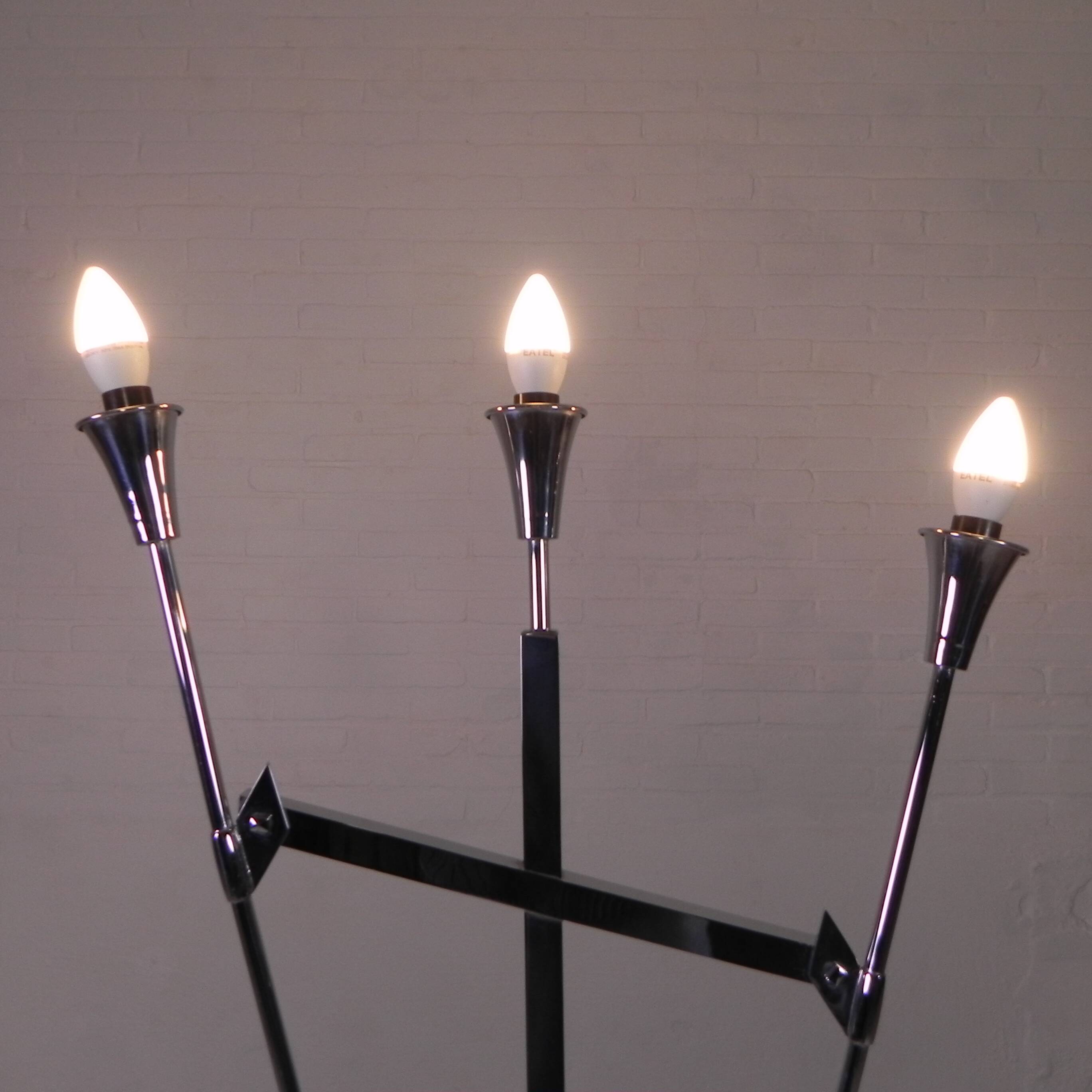 Standing chrome lamp in Art Deco style, Jules Dewaele Brussels, 1950