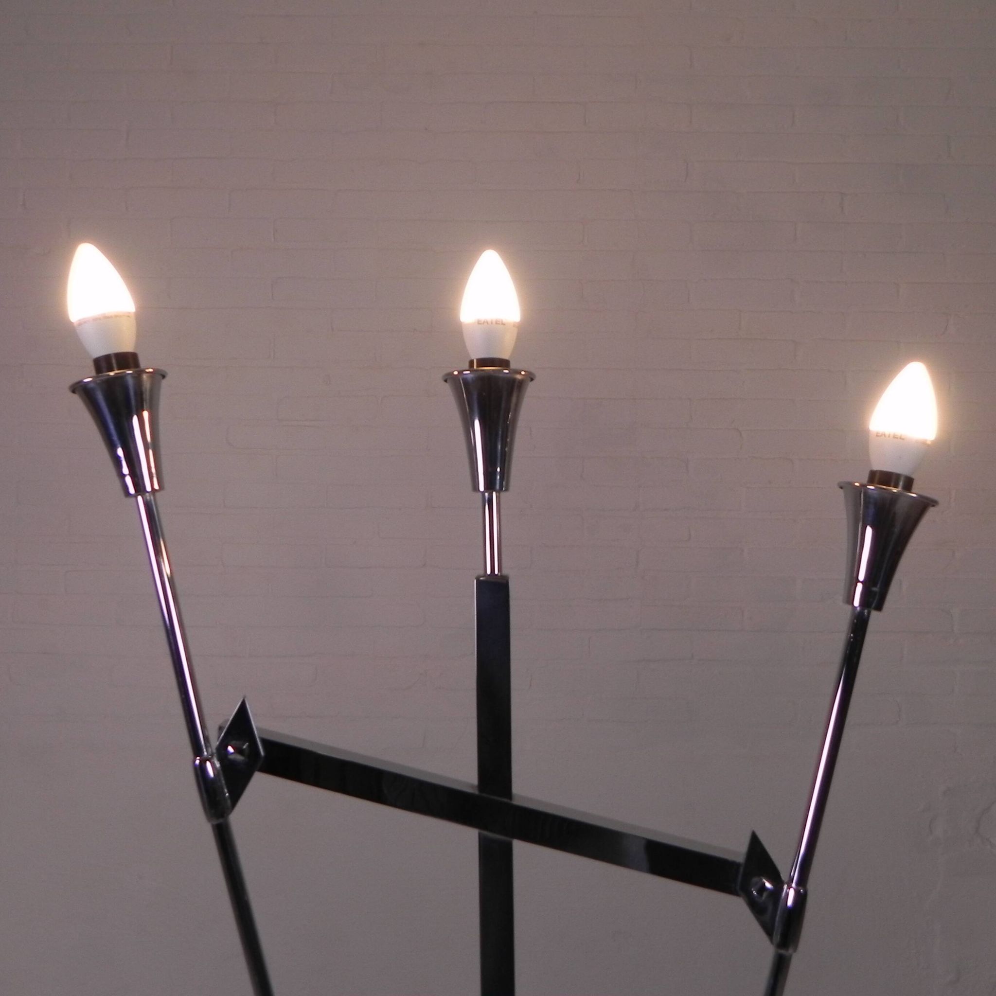 Standing chrome lamp in Art Deco style, Jules Dewaele Brussels, 1950