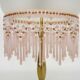 Table lamp, bedside lamp with two lights, brass base, pink globe and beads
