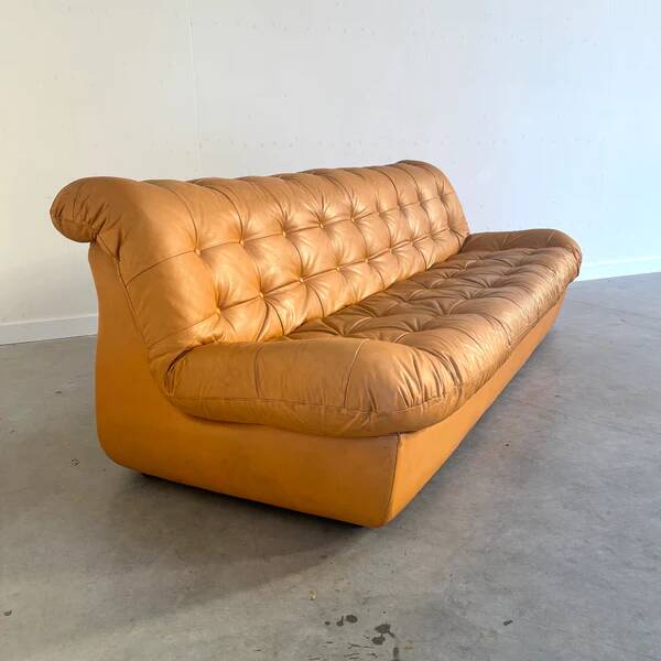 Grand canapé lounge vintage rembourré avec dossier, années 1970