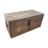 Malle de voyage bois massif avec anses métal vintage