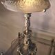 Louis XV bronze lamp rocaille style 34x25, molded glass lampshade signed Stella