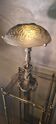 Louis XV bronze lamp rocaille style 34x25, molded glass lampshade signed Stella