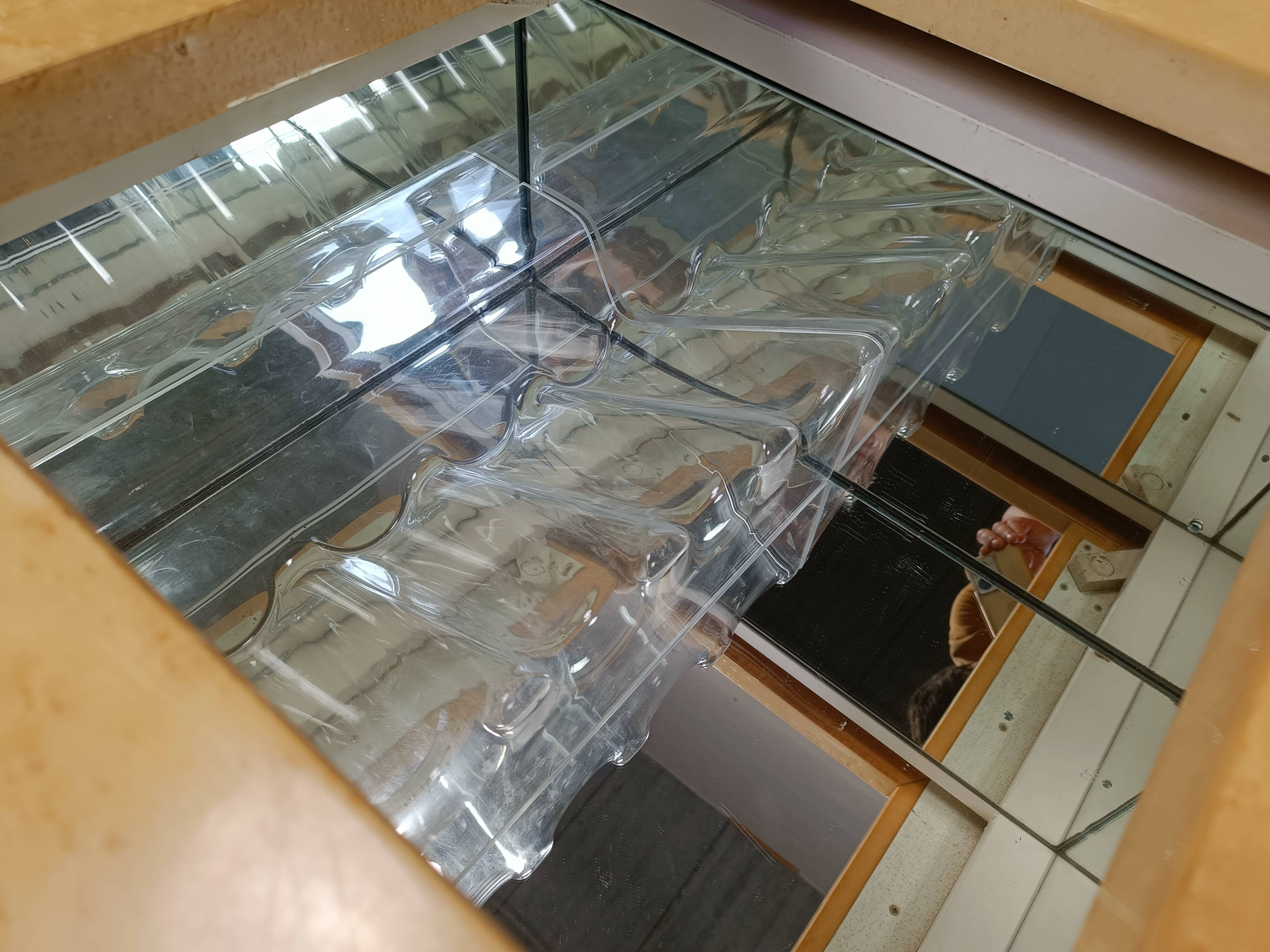 Vintage hidden bar coffee table by Paul michel in ash wood, 1970s