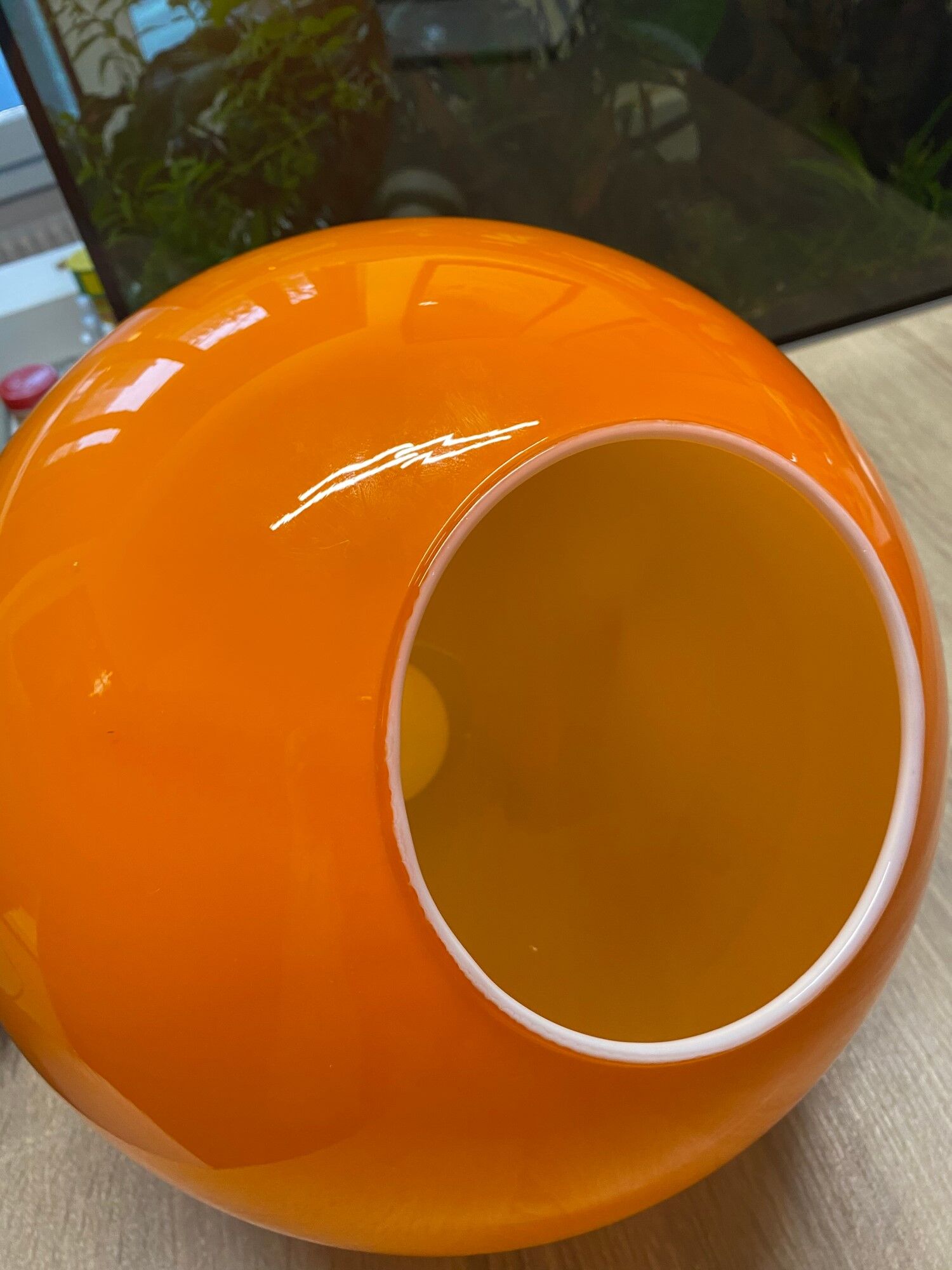 Orange ball chandelier