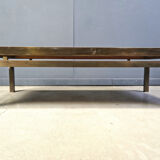 Vintage etched brass coffee table signed by Willy Daro, 1970s
