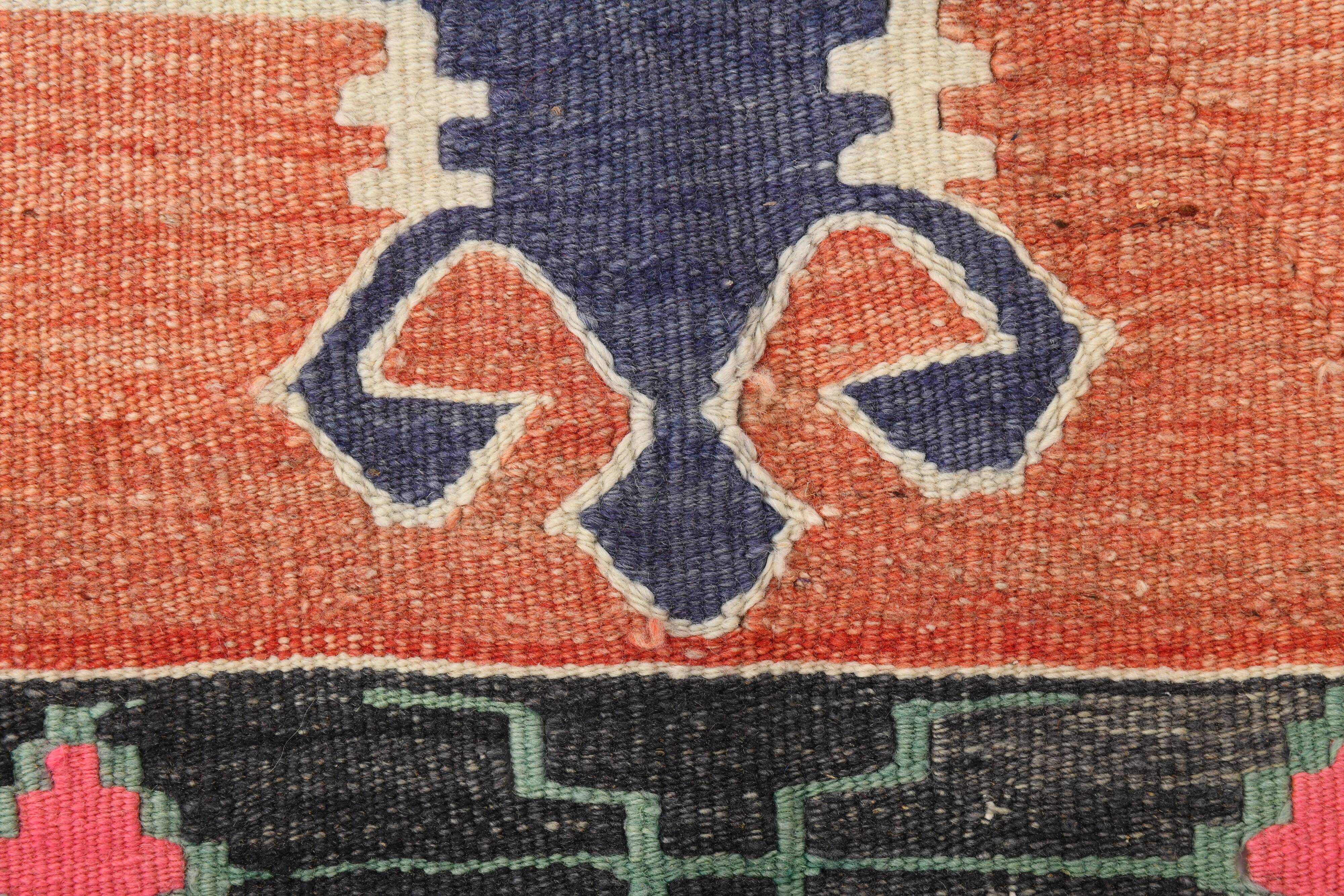 6x9 Red & Green Vintage Kilim Rug, 174x279Cm