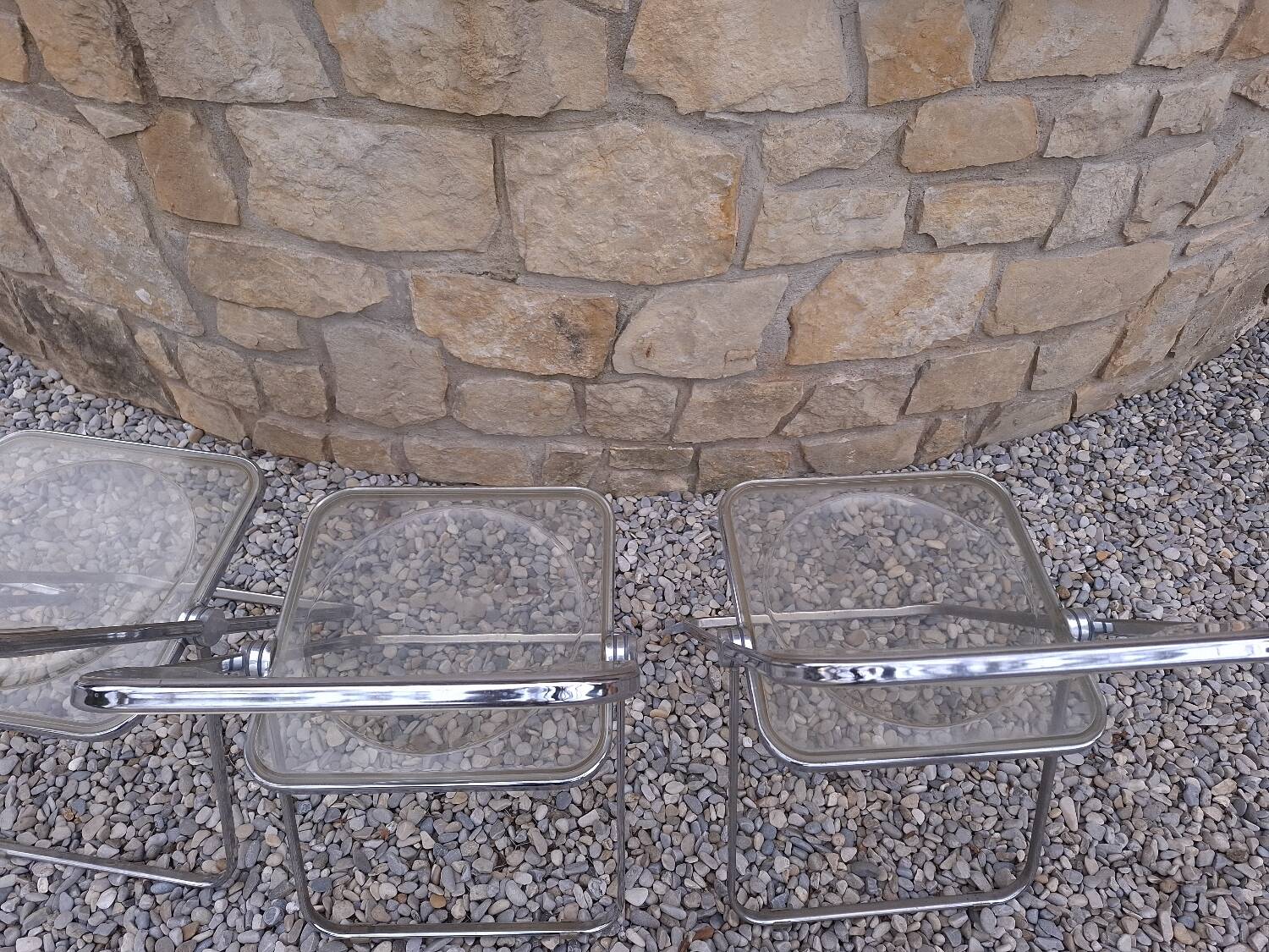 5 vintage 70'S chairs + Giancarlo Piretti Castelli support