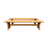Pair of oak farm benches