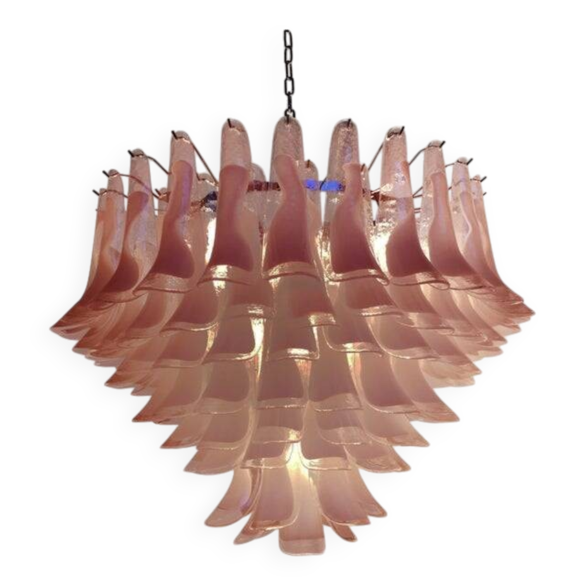 Contemporary White and Pink “Selle” Murano Glass Chandelier