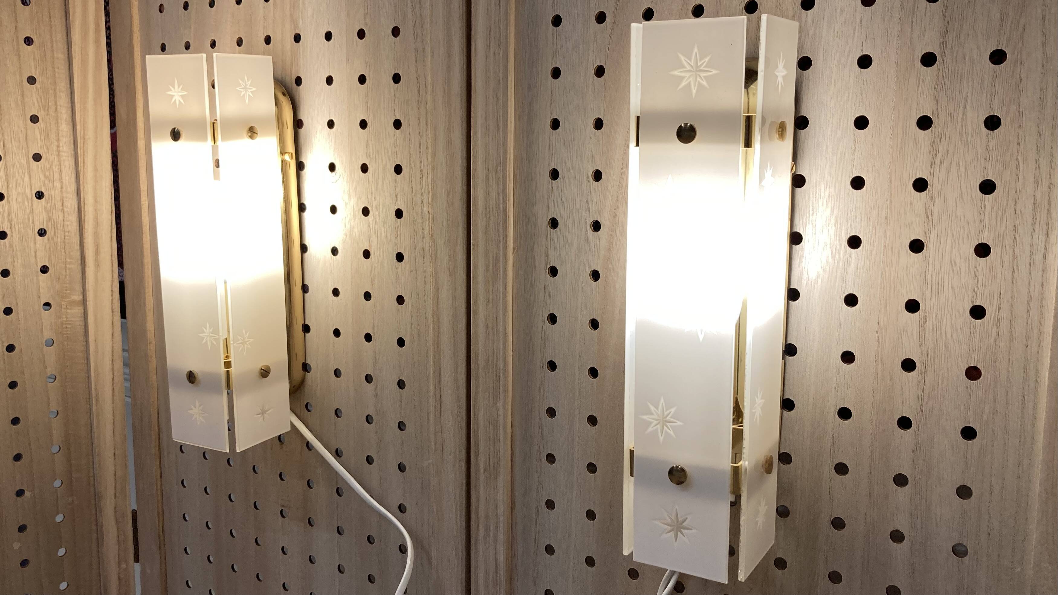 Pair of glass wall lights scandinavian design 1960.