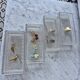 Set of 4 small bevelled and striped vintage glass trays / catchalls.