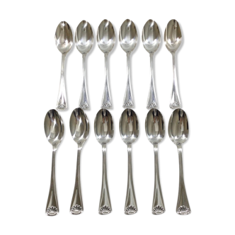 12 silver shell teaspoons