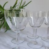 Set of 6 cut glass wine glasses