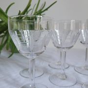 Set of 6 cut glass wine glasses