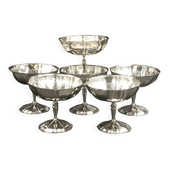 6 stainless steel ice cream cups, French, stainless steel bowl
