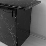 Marquina Black Marble lacquer Italian Post Modern Sideboard, 1980s