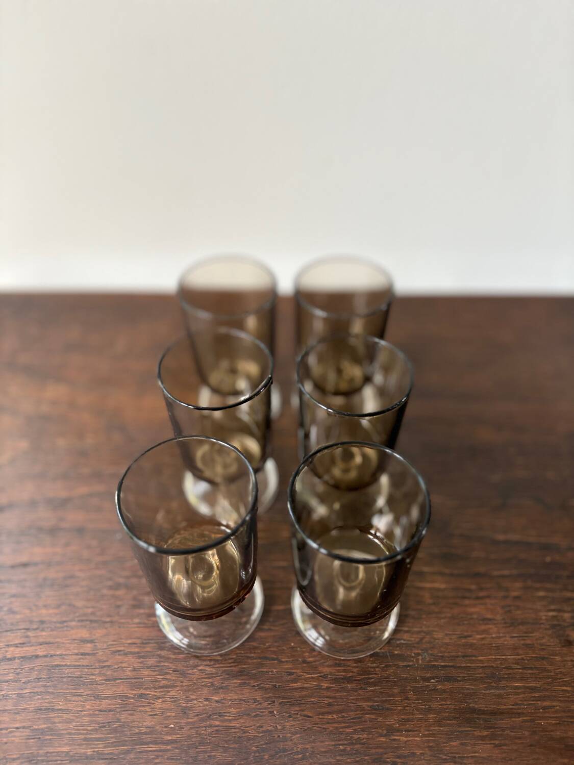 Set of 6 vintage Luminarc stemmed glasses from the 70s