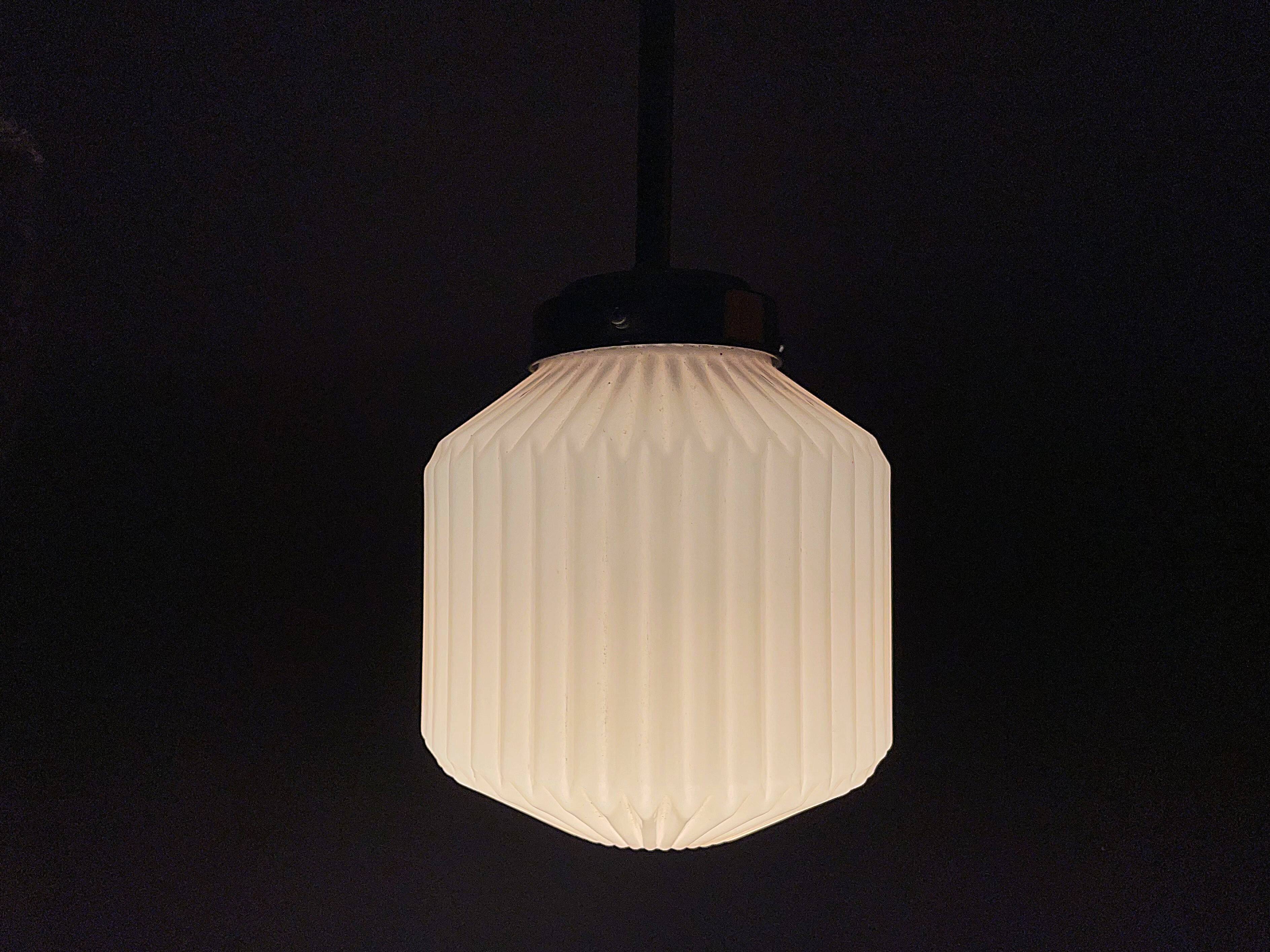 Pink Art Deco glass hanging lamp