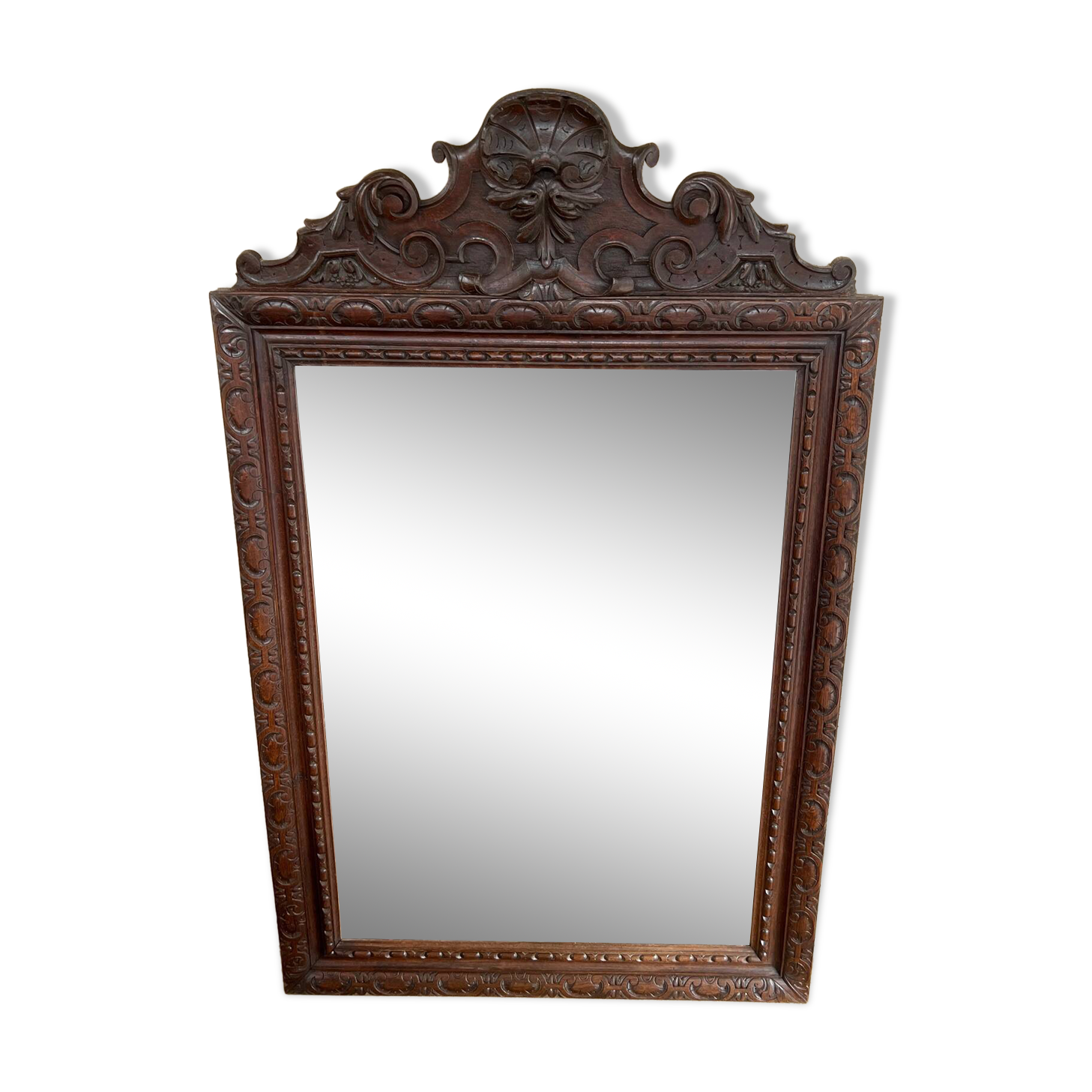 19th century carved solid oak mirror