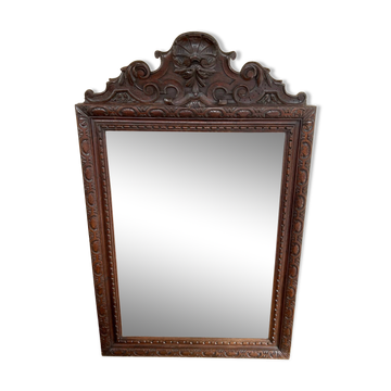 19th century carved solid oak mirror