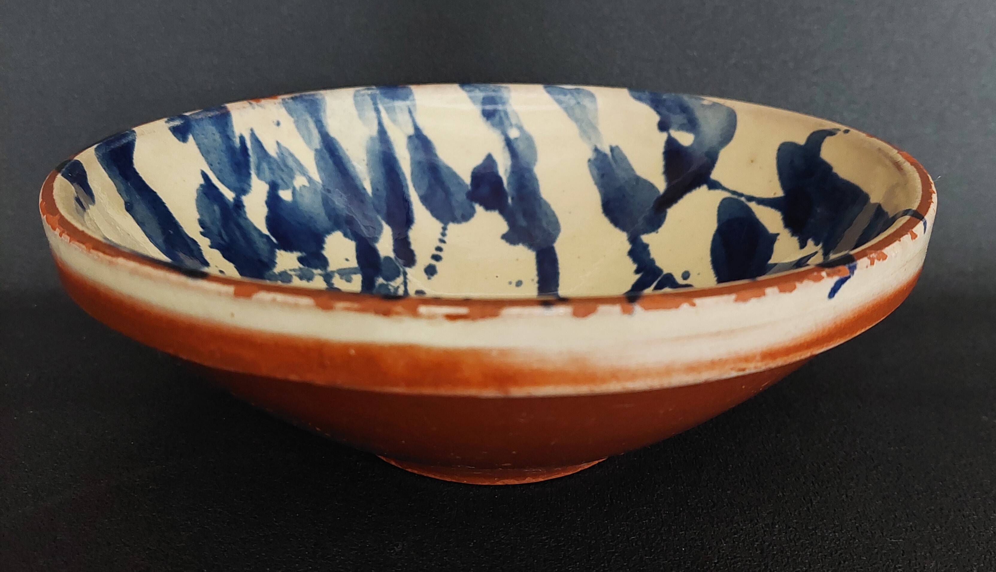 20th century glazed terracotta salad bowl