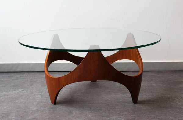 Table basse moderniste attribuée à HP Glass, États-Unis, 1960