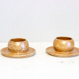 2 stoneware shells, unidentified signature