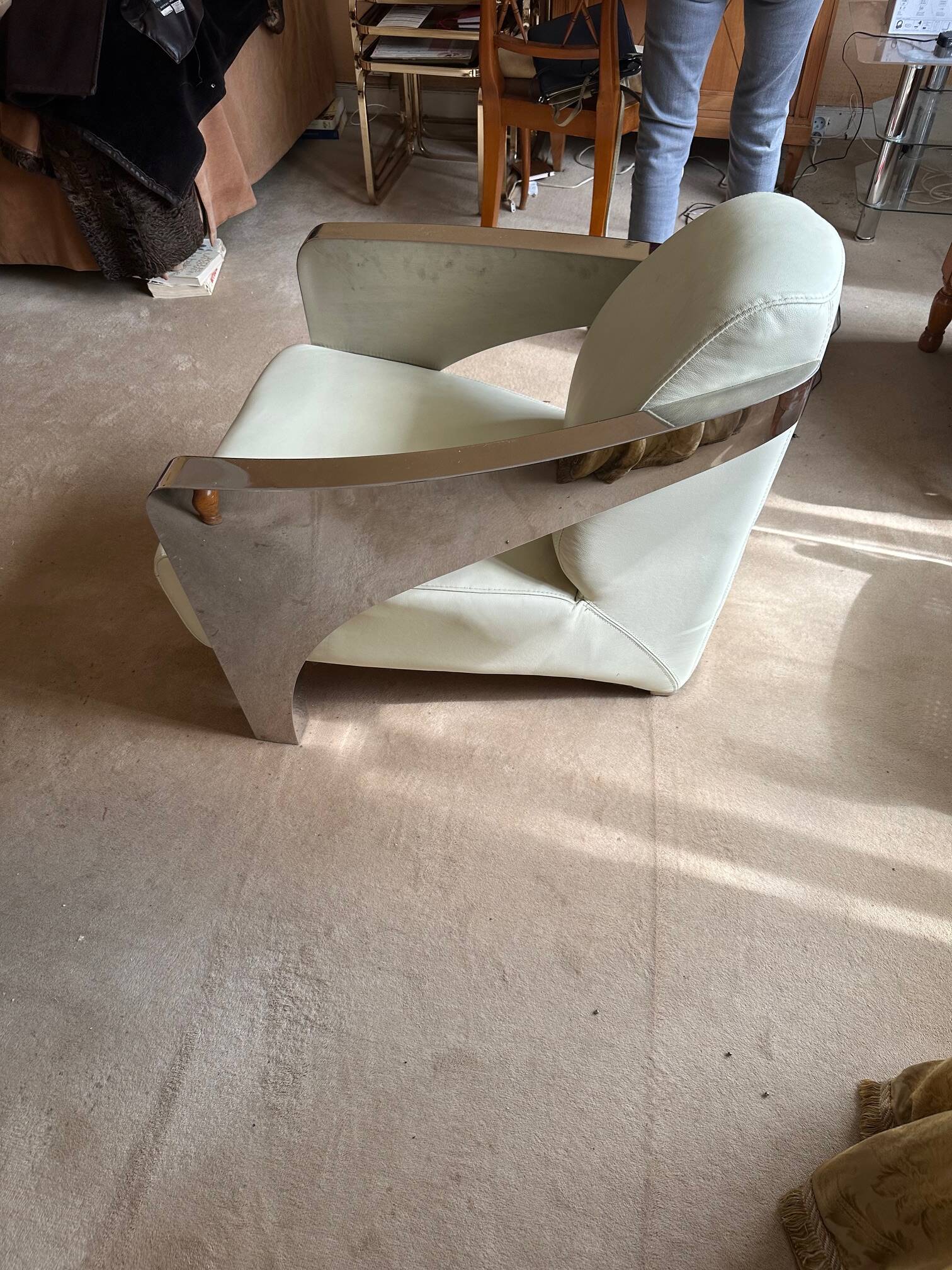 White leather armchair