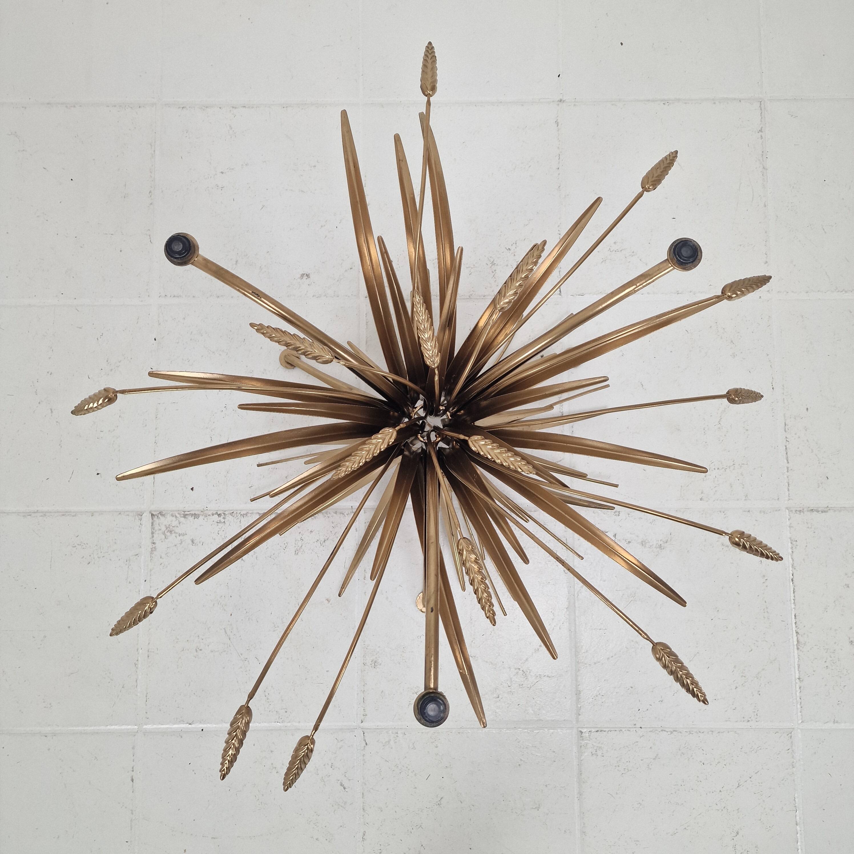 Hollywood Regency Gilded Coco Chanel Style Sheaf of Wheat Coffee Table, 197