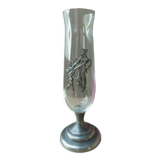 Vase soliflore en verre et métal